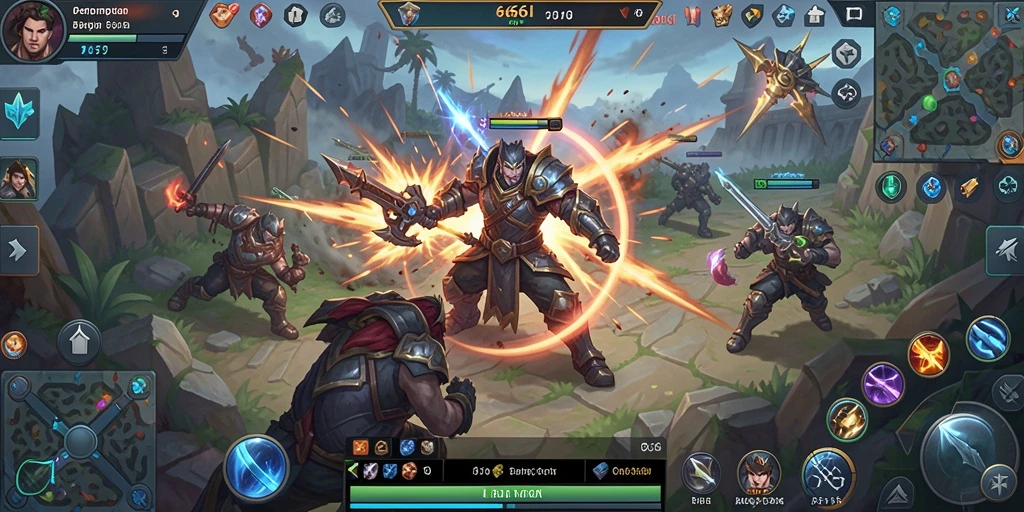 Gameplay seru 666I dengan pertempuran antar karakter MOBA.