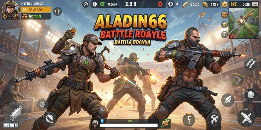 Tampilan menarik gameplay ALADIN66 saat pertarungan Battle Royale.