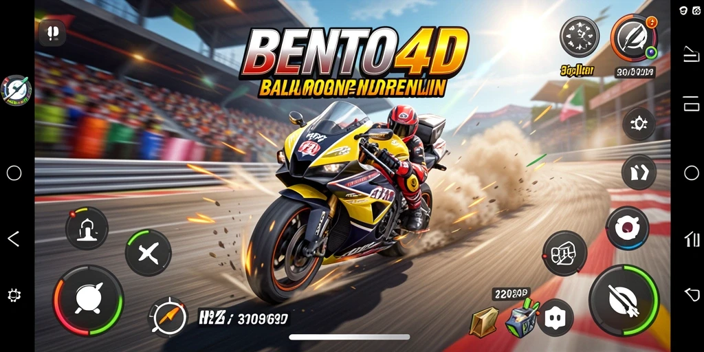 Gameplay BENTO4D yang intens dalam balapan motor.