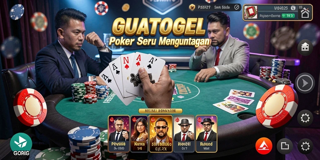 Tampilan menarik dari gameplay GUATOGEL dengan suasana permainan Poker.