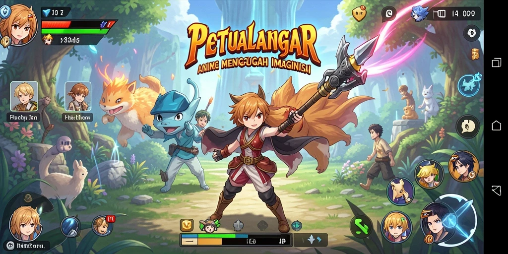 Tampilan gameplay menarik dengan karakter anime yang hidup.