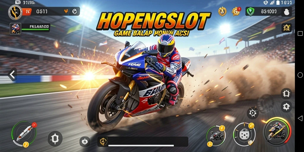 Tampilan aksi balap motor yang mendebarkan di HOPENGSLOT.