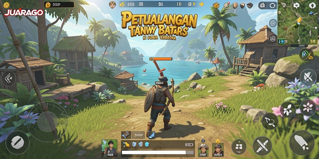 Screenshot gameplay JUARAGO menampilkan petualangan seru di dunia terbuka.