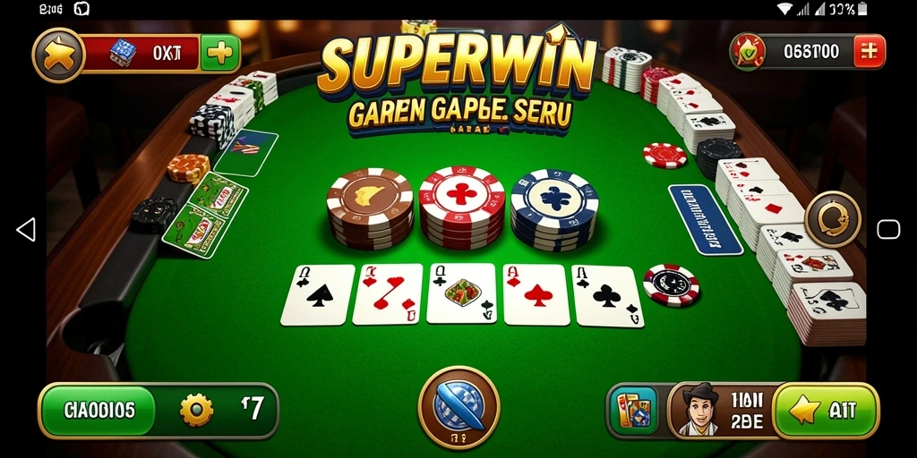 Screenshot SUPERWIN yang menunjukkan keseruan bermain Gaple.